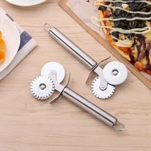 Двойной нож для пиццы из нержавеющей стали Портативный двухколесный посуда для выпечки Посуда для пиццы для кухонного гаджета