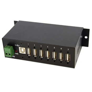 

StarTech.com 7-Port Industrial USB 2.0 Hub with ESD & 350W Surge Protection, USB 2.0 Type-B, USB 2.0, 480 Mbit/s, Black, Ste
