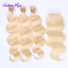 Бразильские 613 светлые пучки волнистых волос с закрытием полные и толстые длинные Remy человеческие волосы пучки кружева с волосами младенца