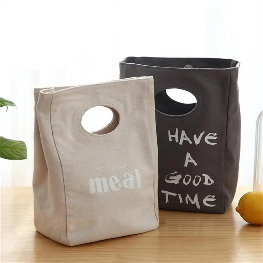 

Home Kitchen Portable Reusable Large Cotton Lunch Bag for Men and Women Beach Picnic Kids Snack Canvas Storage Bags for Travel