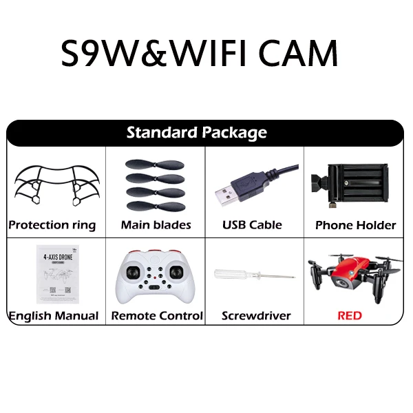 S9HW мини-Дрон с камерой S9 не складной Радиоуправляемый вертолет высота удержания Квадрокоптер WiFi FPV Микро Карманный Дрон мальчик игрушки - Цвет: S9W-0.3MP-1B