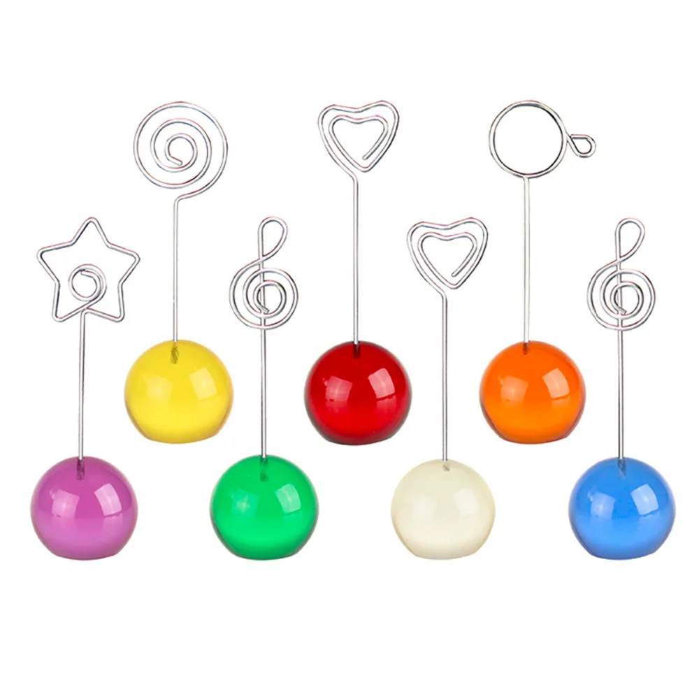 

Lot 5pcs Color Ball Base Craft Wire Photo Clip,Picutre Memo Holder,Round Stand Table Place Card Clamp,Wedding Favor