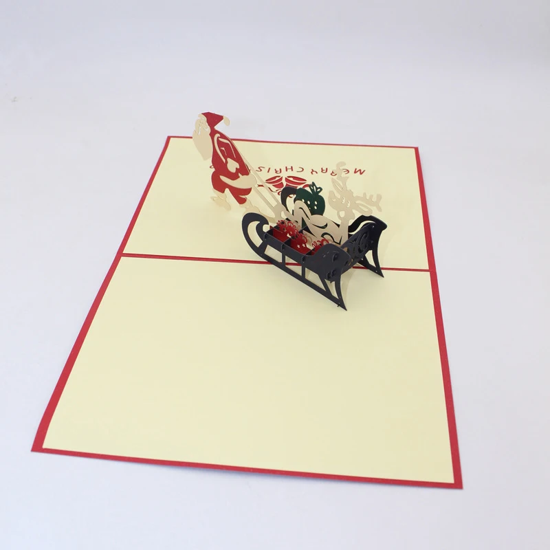  3D Handmade 2019 Christmas Funny Santa Claus Pull Sleigh Paper Invitation Greeting Cards PostCard N - 32910880989