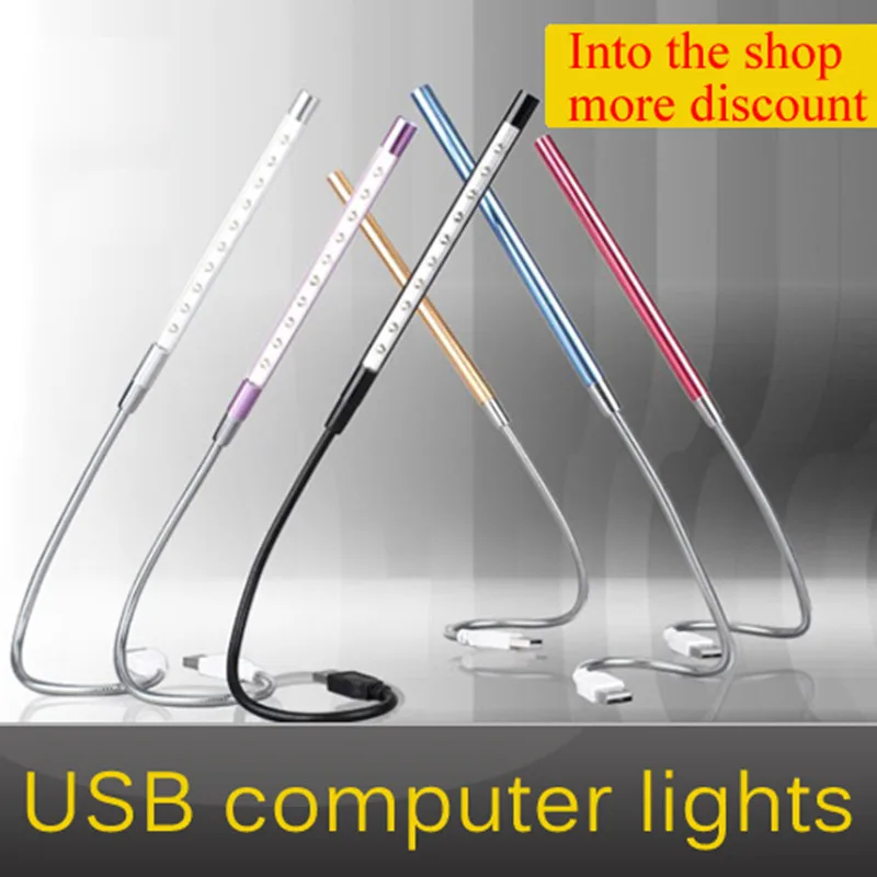 

Novelty Metal Material USB LED light lamp 10LEDs flexible lights variety colors for Notebook Laptop PC Computer for Bank Power