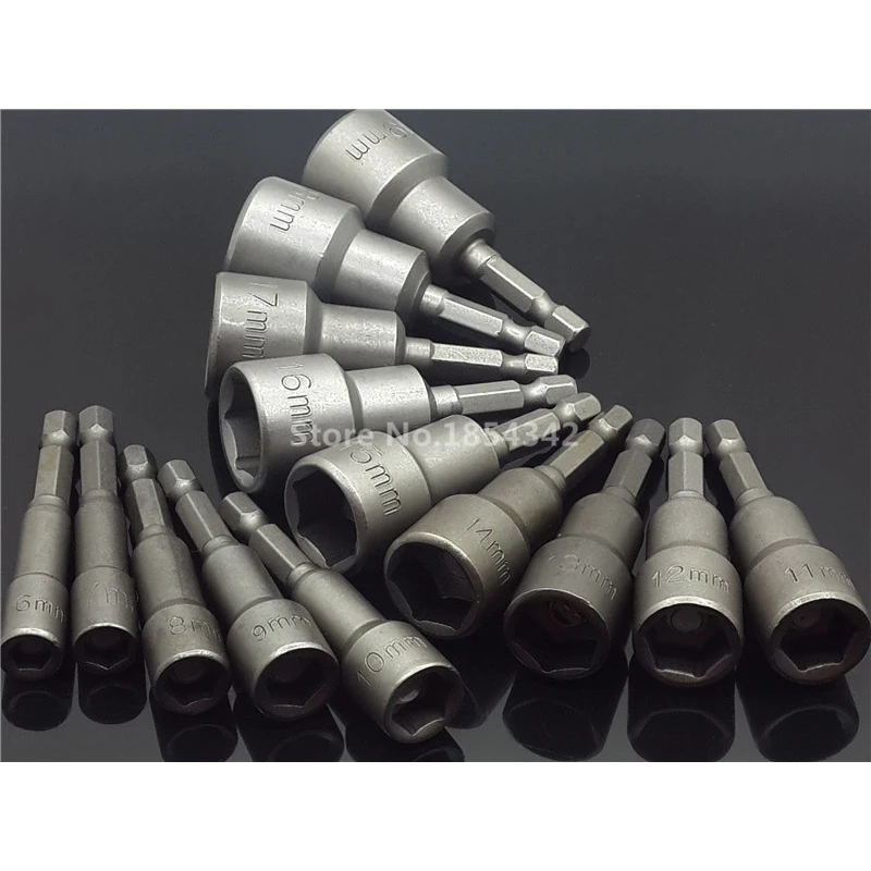 

1PC Hex Socket Sleeve Nozzles Strong Magnetic Nut driver Set Drill Bit Adapter Wind Approved Sleeve Electric 6 8 10 13 17 19MM