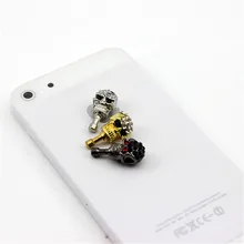 2 шт. череп со стразами беспроводной наушник заглушка Анти пылезащитный колпачок Пробка для iPhone 5S 5G телефон