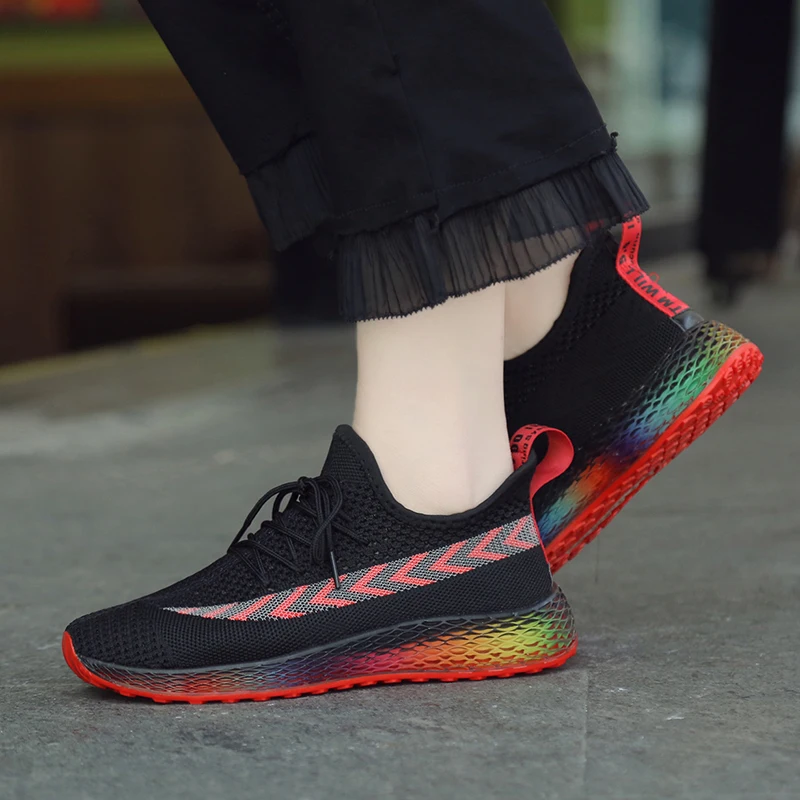 

2019 super Hot Rainbow jelly sole Mesh Shoes Wild Plat Sneakers Women chaussures femme Casual Woman Summer zapatos de mujer