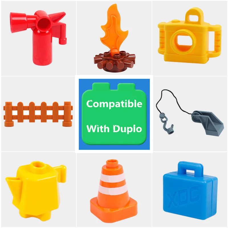 Diy Building Block Accessories Compatible With Duploe Suitcase Fence Torch Roadblock Tables And