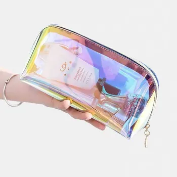 

Fashion Laser Transparent Cosmetic Bag Travel Make Up Necessaries Organizer Zipper Makeup Case Pouch Women Toiletry Kit Wash Bag