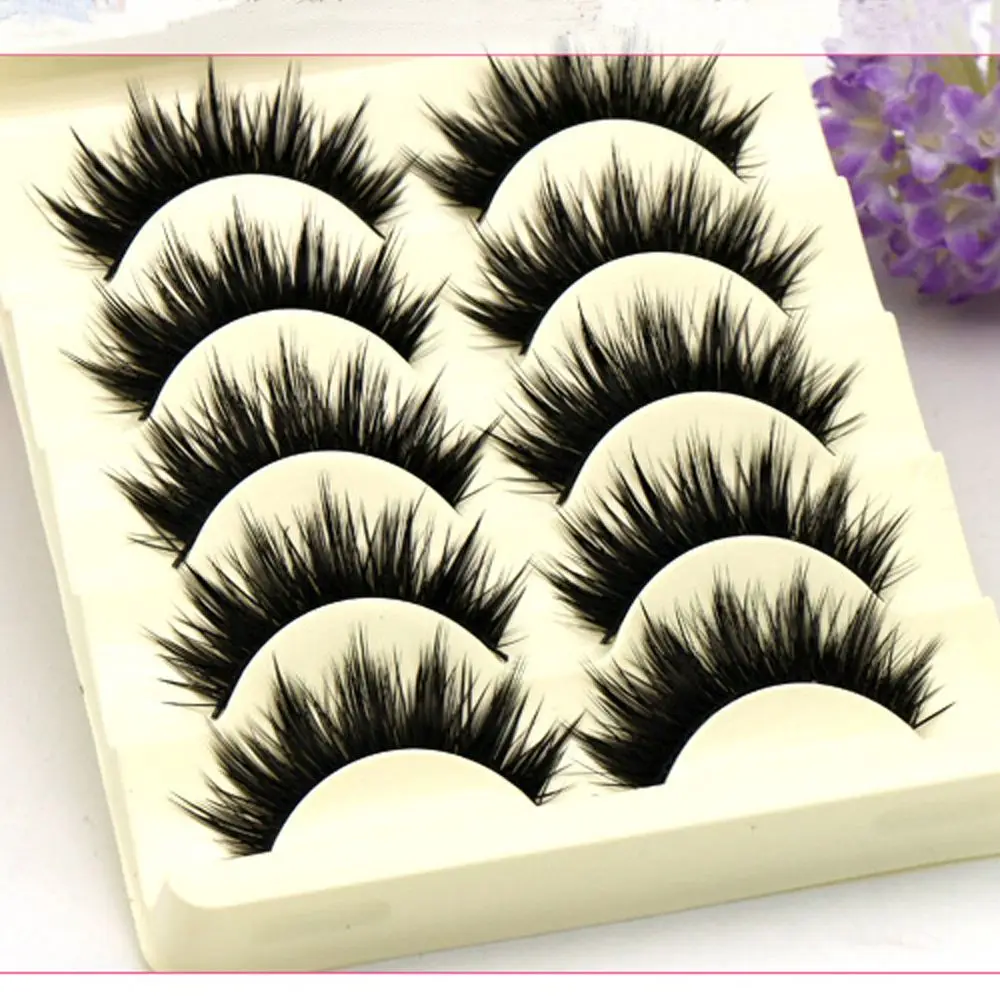 

5 Pairs Fashion Natural Long Fake Eye Lashes Handmade Thick Black False Eyelashes Makeup Beauty Tool