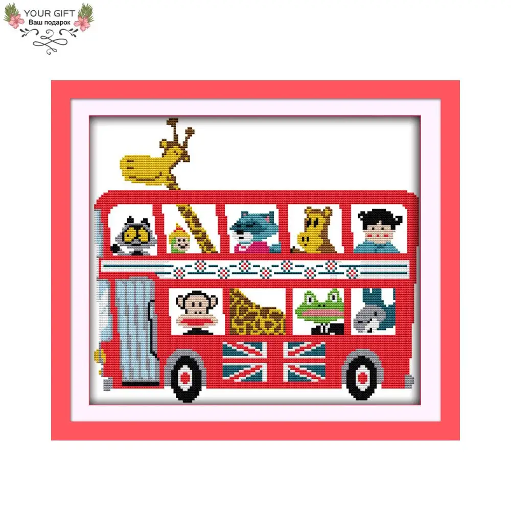 Joy Sunday C566 14CT 11CT Counted and Stamped Home Decor Animal Bus Needlework Needlepoint Embroidery DIY Cross Stitch kits | Дом и сад