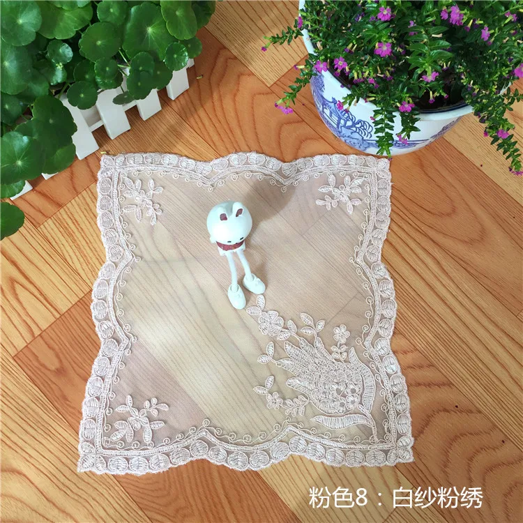 

1PC Lace Fabric Cover Tulle Lace Table Party Mat 25cm Cup Coaster Kitchen Table Place Embroidery Placemat Mug Pad Drink Coasters
