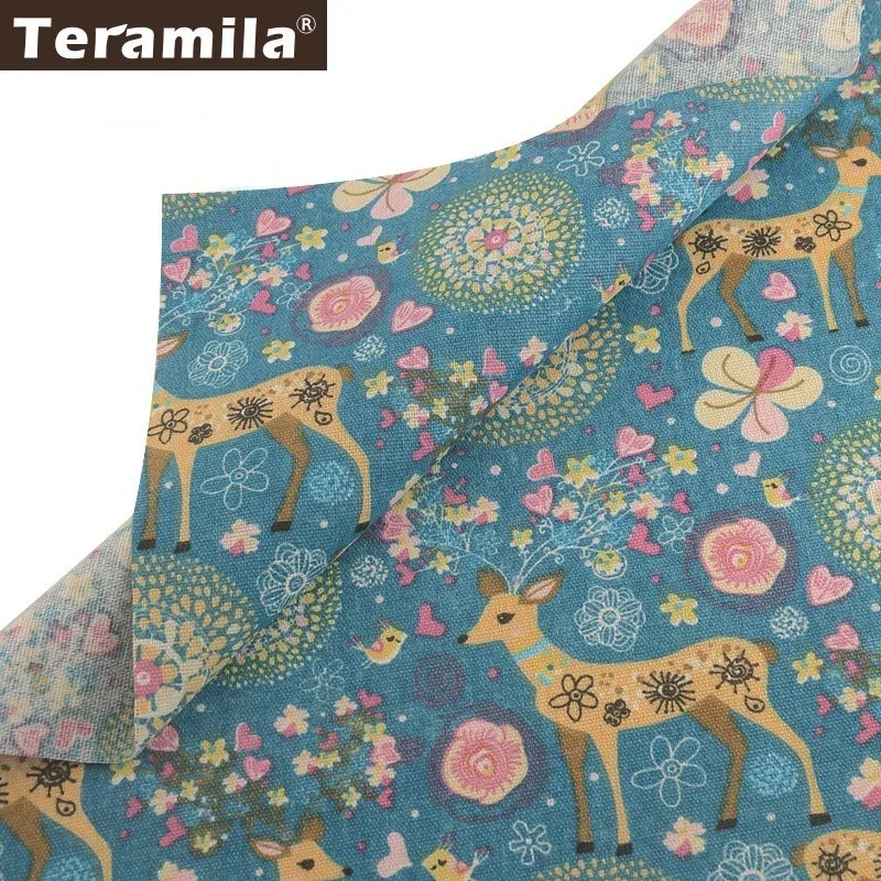 

Teramila Cotton Linen Fabric Meters Animal Design Canvas Fabric DIY Sofa Bag Curtain Quilts Tablecloth Cushion Telas Por Metro