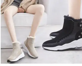 

2018 new leather casual women's boots thick-soled sponge cake women's boots short tube wild snow boots