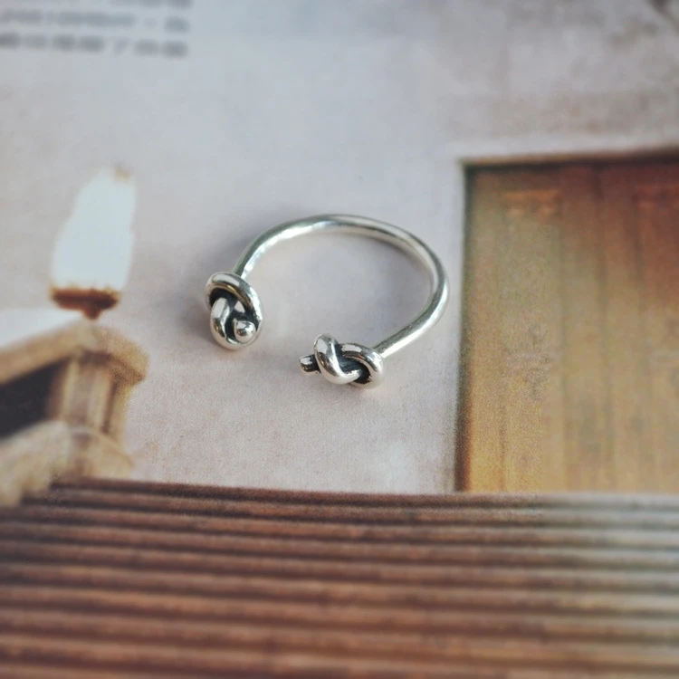 Модный богемный 925 пробы Серебряное кольцо с бантом для женщин и девушек Подарок винтажное большое обручальное кольцо Anillos Anelli
