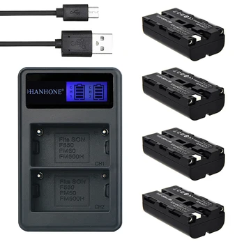 

4PCS Top NP-F550 NP-F330 NP-F530 NP-F570 NP-F730 NP-F750 Battery + LED USB Dual Charger for Sony CCD-SC55 CCD-TRV81 MVC-FD81