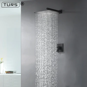 

Solid Brass Black Bathroom Concealed Shower Set 8"10Inch 12 Inch Rainfall Shower Head Shower Arm Set Shower Diverter Mixer Valve