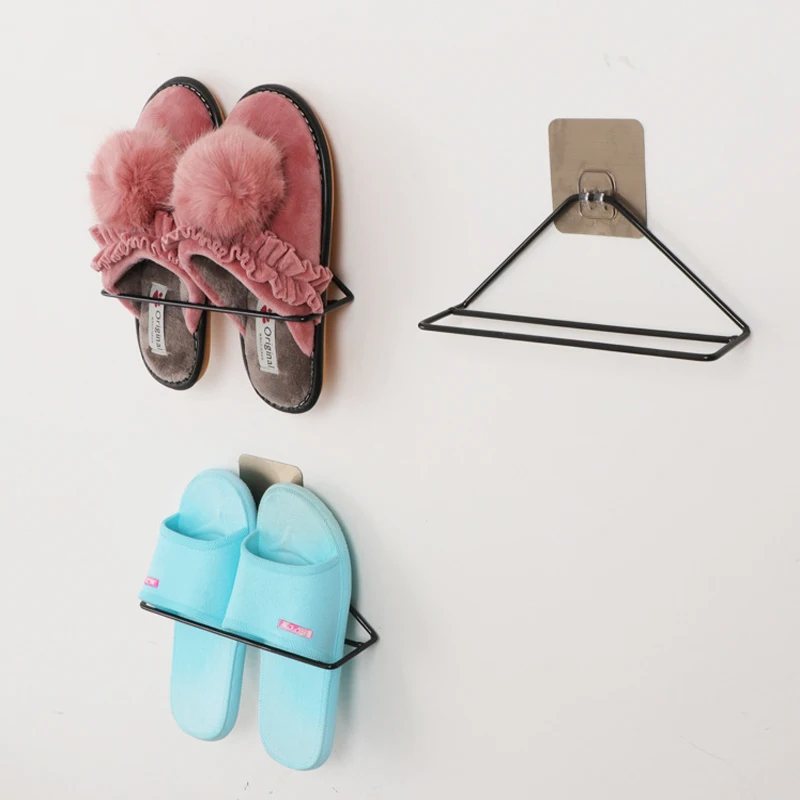 

Bathroom Racks Nail-Free Wall Hanging Shoe Rack Wrought Iron Wall-Mounted Shoe Rack Storage Rack Bathroom Slippers Shelf