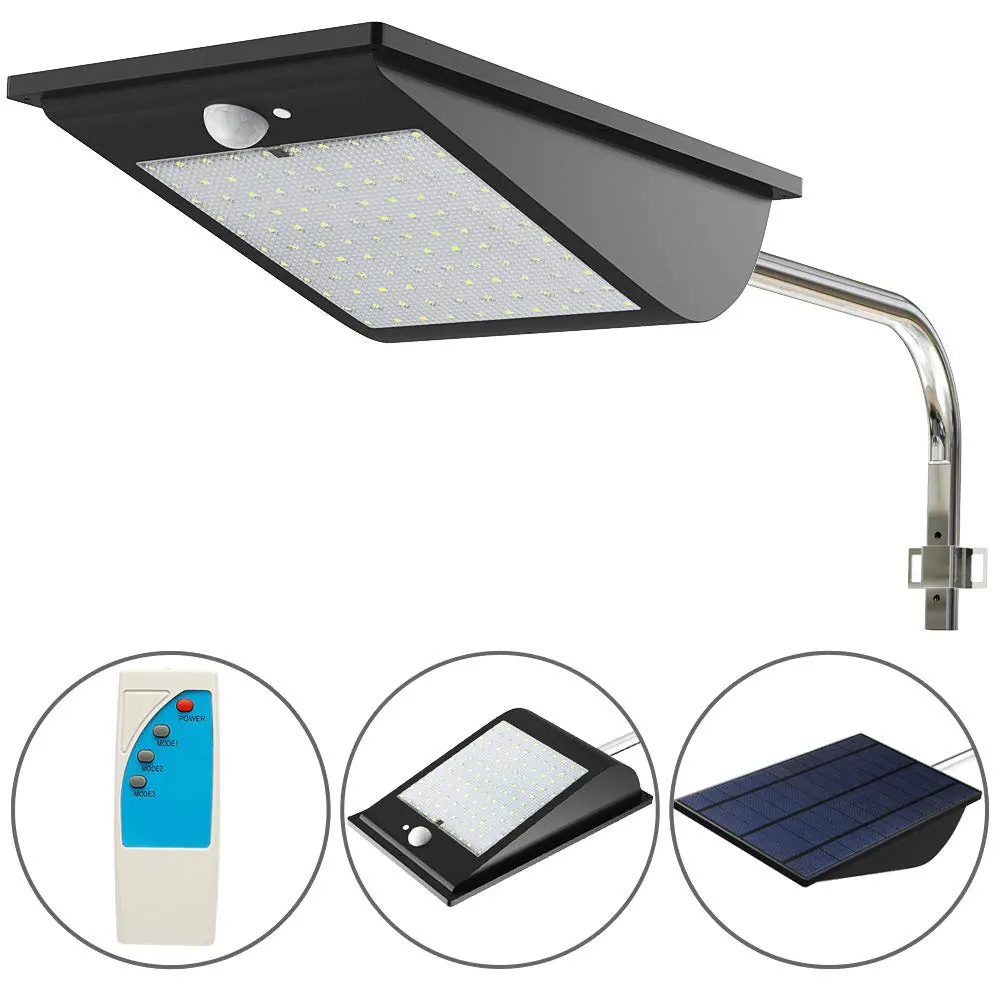 

Solar Lights Outdoor 81/110 LEDS 1300 Lumens Security Lighting Wireless Motion Sensor Light with Remote Control for Proch Garden