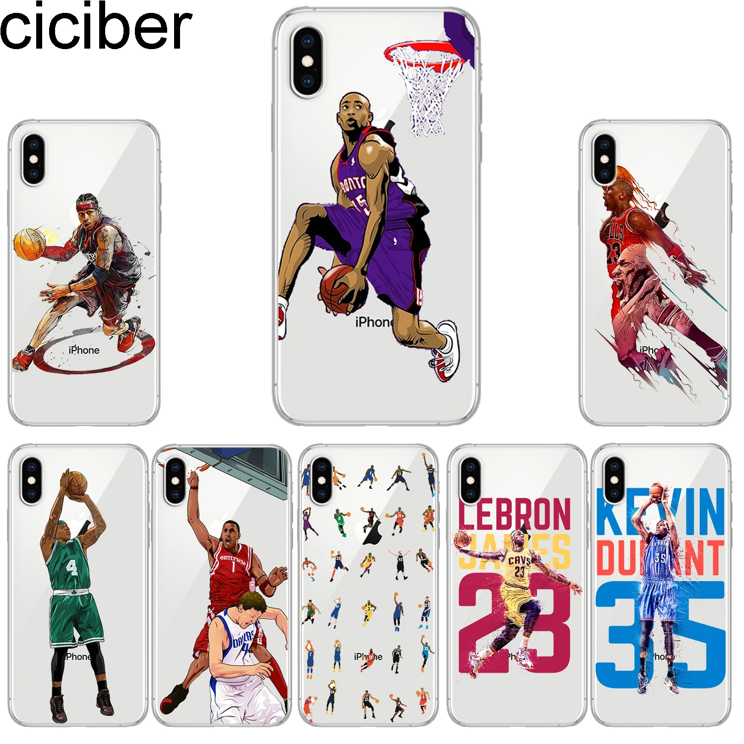 

ciciber Phone Cases for IPhone 8 7 6 6s Plus SE 5s Soft TPU Back Cover for IPhone X Xs XR XS Max Case Basketball Kobe Funda Capa