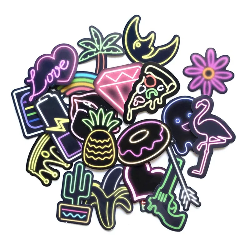 21pcs/lot Neon Light Style Cute Stickers For Suitcase