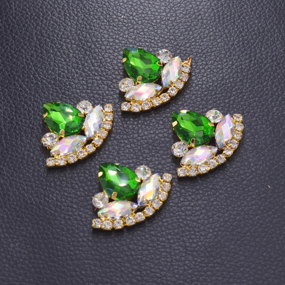 30pcs wholesale exquiste flower Peridot Crystal AB leaves rhinestone