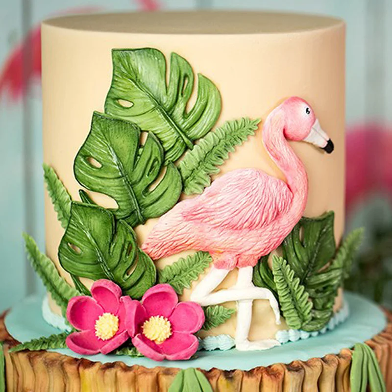 Тропические птицы силиконовые формы торт кайма для мастики DIY Фламинго Форма ребенок день рождения торт украшения формы Шоколадные конфеты