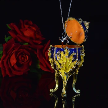 

QIFU Fashion Metal Mascot Faberge Egg Jewelry Box Home Decor Collection