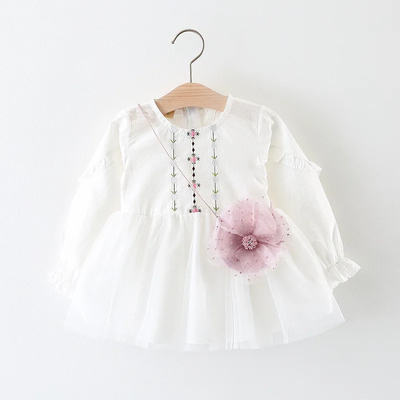 Весна, детская одежда, платье в горошек для девочек, весеннее платье принцессы для маленьких девочек - Цвет: white