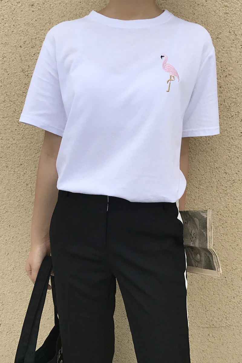 2017 летние новые модные хлопковые простые милые Мультяшные вышитые Универсальные