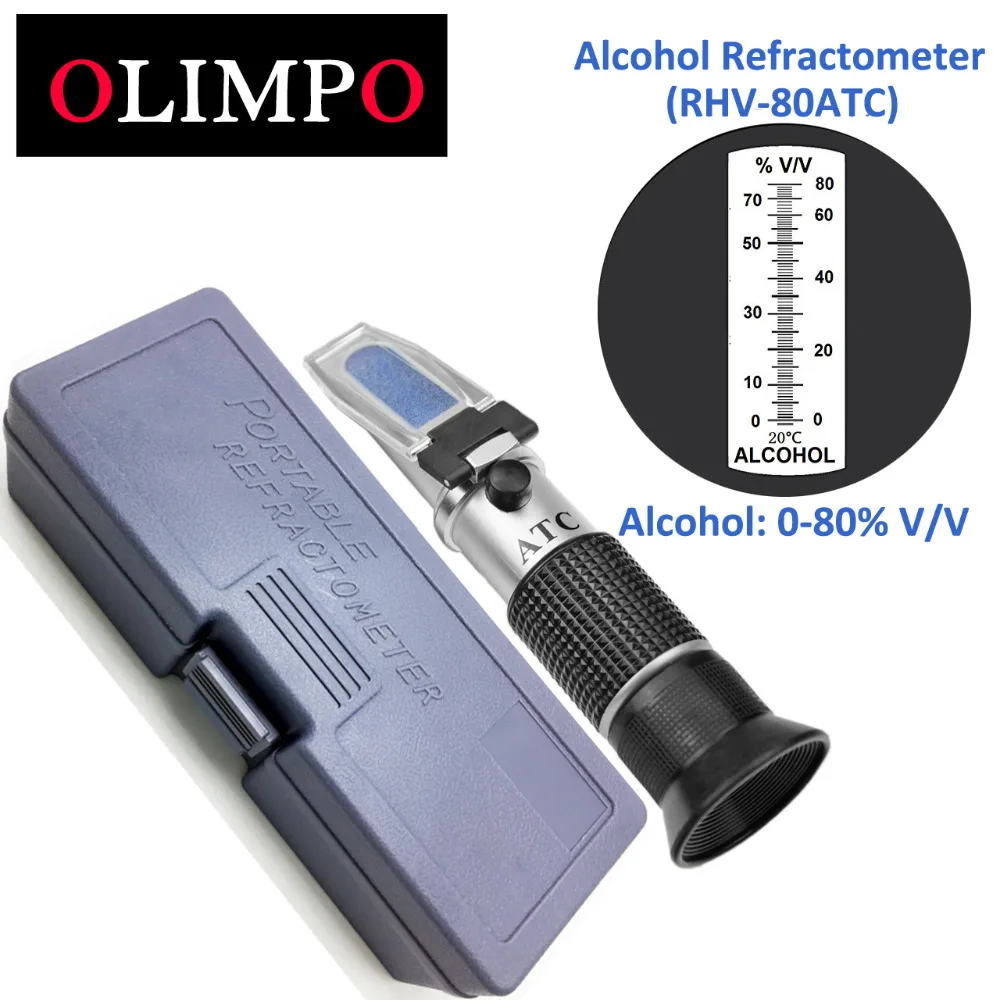 

alcohol Refractometer Alcoholometer 0-80 % V/V Homemade for liquor Whisky Brandy Vodka Spirit tester ATC Refractometer Alcohol