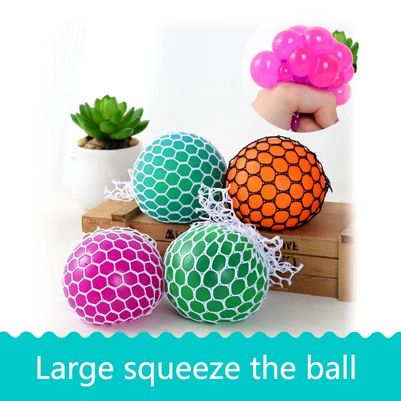 Rubber Grape Ball Black Mesh Squeeze Toy Stress Autism Mood Relief