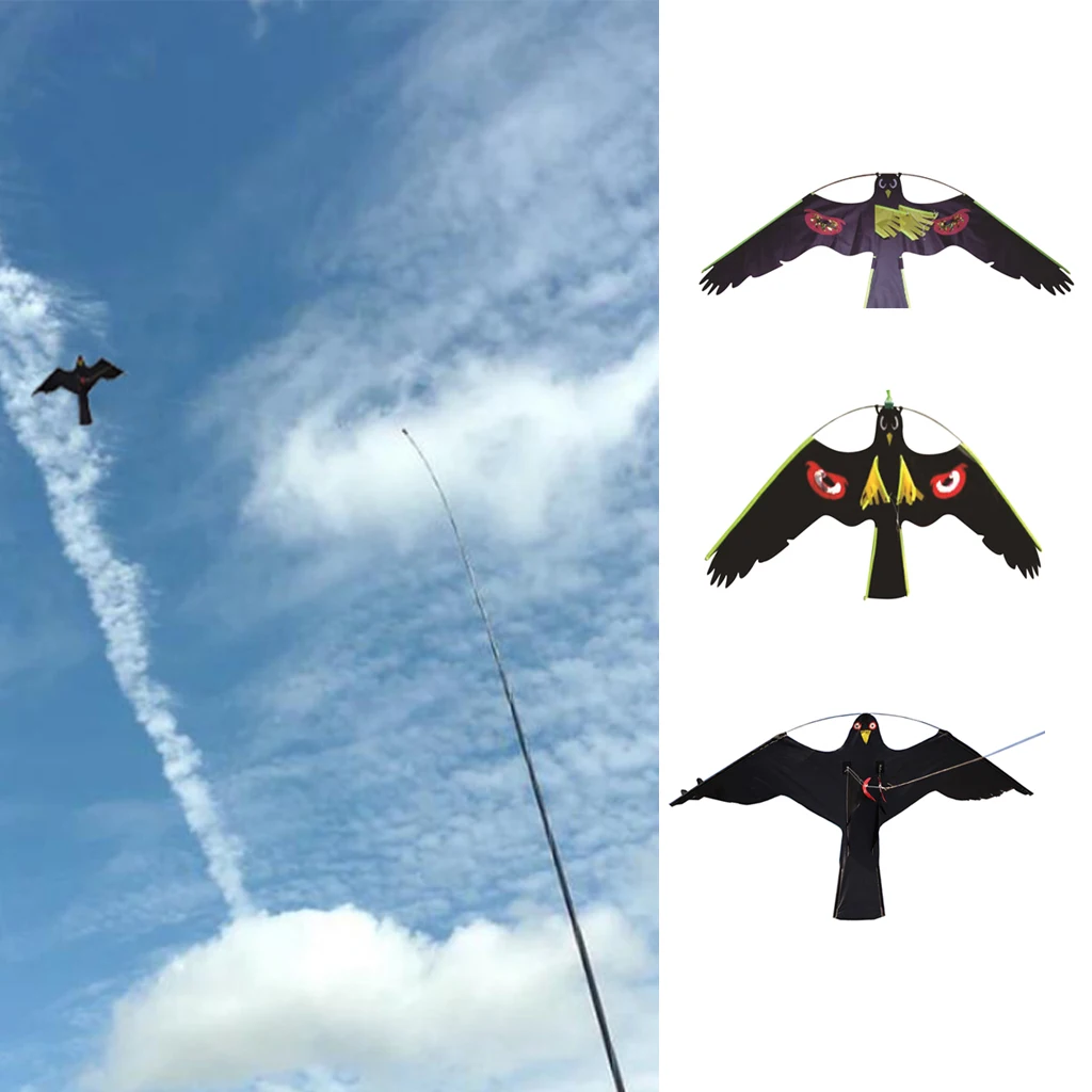 3x Hawk Kite Realistic Flying Bird Decoy Bird Scarer Protect Farmers Crops Kids Kite Toy Windsock Scarecrow Pest Control
