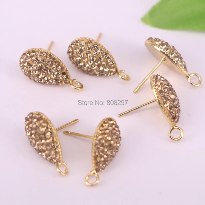 10 пар форма Слезы серьги гвоздики с проложить золотые Кристальные Стразы Шарм