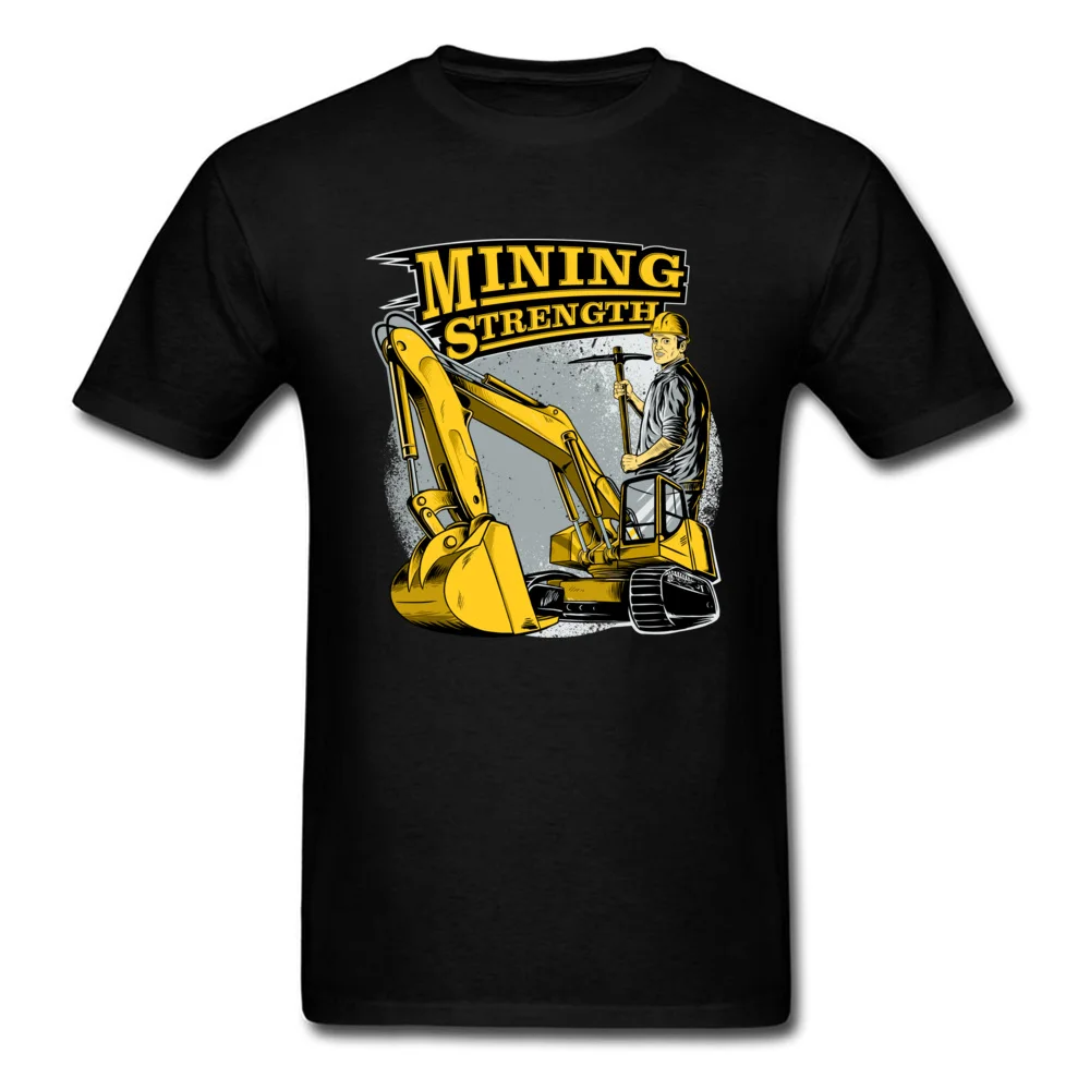 Mining Strength Excavator Young New Arrival Tops Shirt Round Collar Summer Pure Cotton T Shirt comfortable Tops Shirts Mining Strength Excavator black