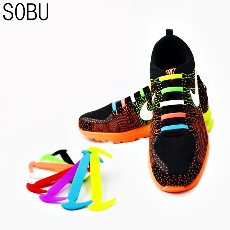 

2019 12pcs/lot Silicone Shoelaces NEW Fashion Sholaces Unisex Elastic Silicone Shoe Laces Rubber Shoelace free shipping N014