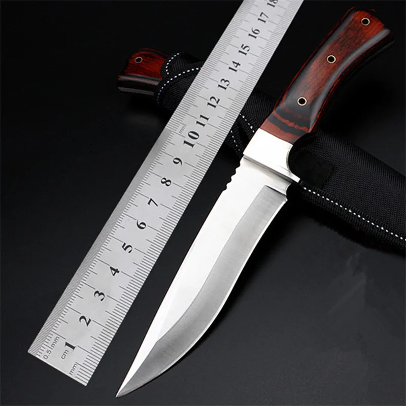 

2020 New Free Shipping 7CR17Mov Steel Fixed Survival Camping Army Knife Wood Handle Tactical Combat Hunting Knives EDC Tools