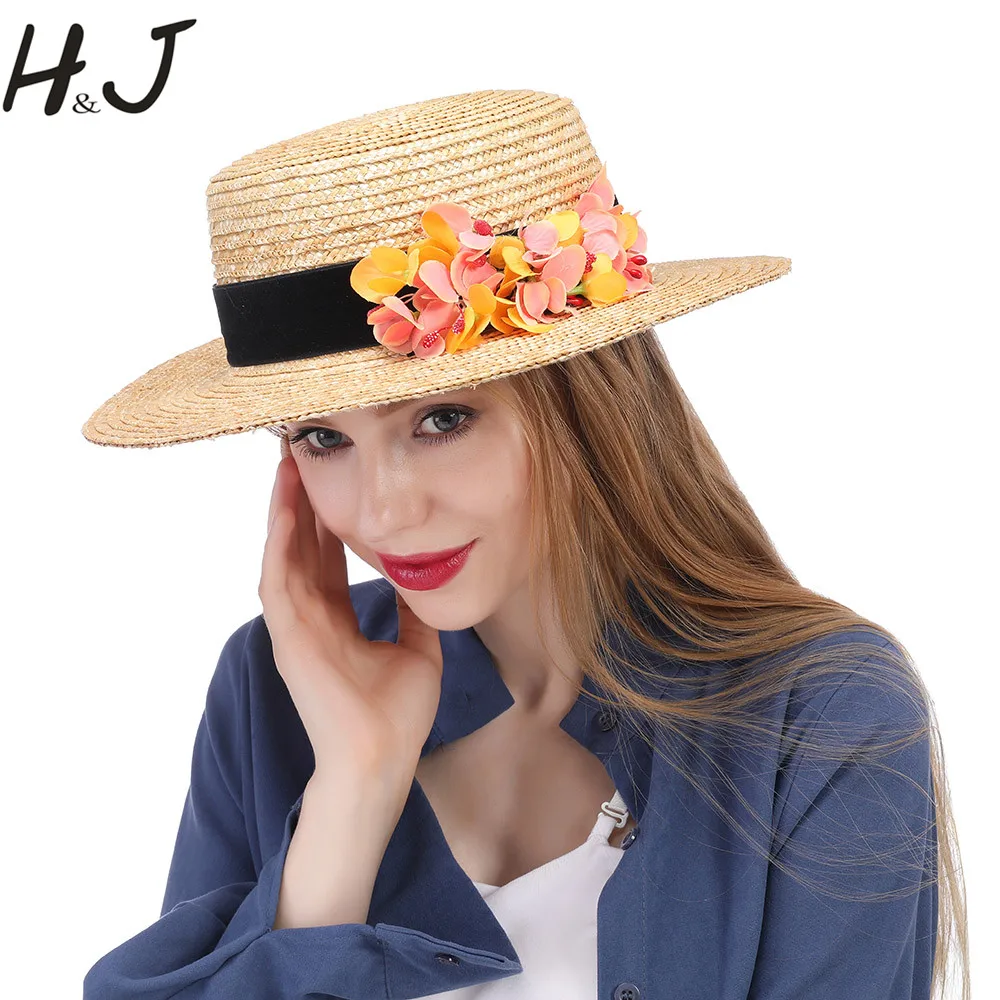 2019 Nature Wheat Straw Women Summer Sun Hat Lady Beach Wide Brim Flat