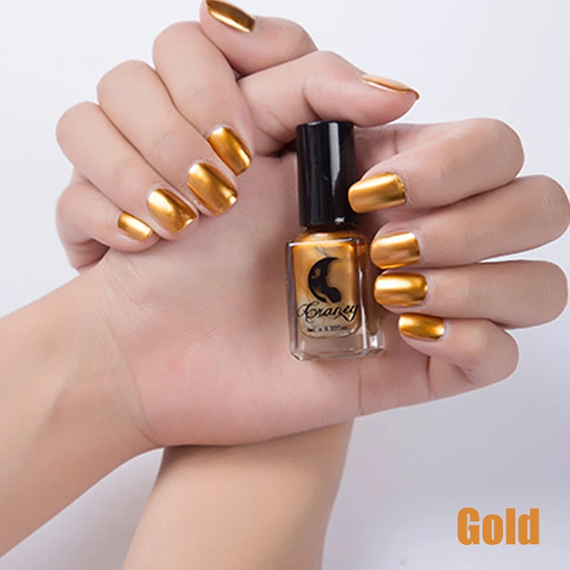 Gold SEXYSHEEP 6 мл зеркальный эффект лак для ногтей металлик Фиолетовый Розовый Золотой Серебряный Хром лак для ногтей маникюрный лак - Цвет: Gold