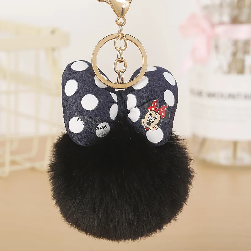 

2019 Cartoon Pom Pom Plush Toy With Keychain Key Pendant Soft Stuffed Animal Toys Kids Girls Bag Hang Pendant Cute Bow