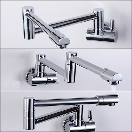 Cocina grifos de latón plegable pared grifo del fregadero único grifo