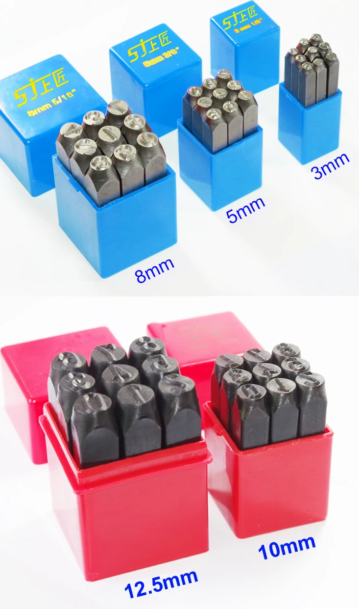 3 мм(1/") 4 мм 5 мм(3/16") 6 мм(1/") 8 мм 5/16" 10 мм 12,5 мм стальной металлический штамп с номером Штамп 4 мминга набор