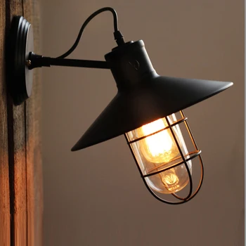 

Retro American Rural Wall Sconce Creative Wall Lamp Edison Dulb Glass Box Wall Light Balcony Restaurant Corridor E27 Led Lam