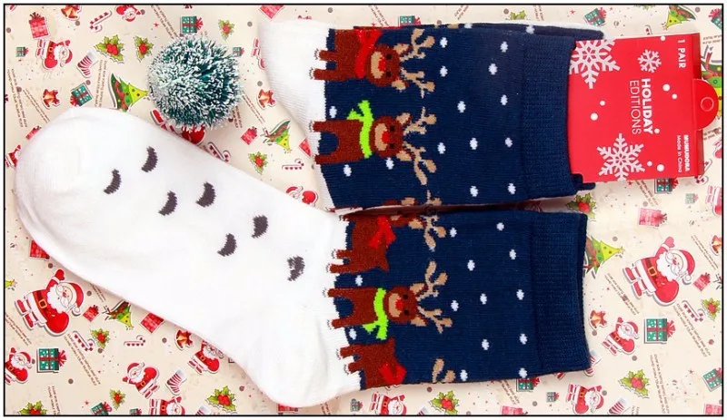 Cody Сталь мультфильм женские милые Носки для девочек снежинка с принтом оленя Хлопок Девушки Носки для девочек Рождество Эротические чулки