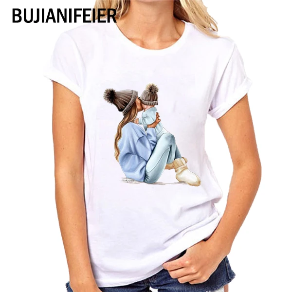 BUJIANIFEIER 2019NEW Mother's Day милые топы с принтом для мамы женские футболки из модала