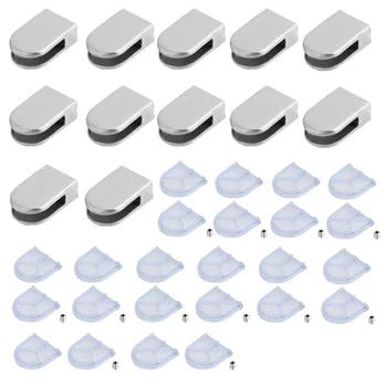 

12PCS/set Half Round Glass Clamp 304 Stainless Steel Clip Flat Back Bracket For Window Balustrade Handrail 8-10MM/ 10-12MM