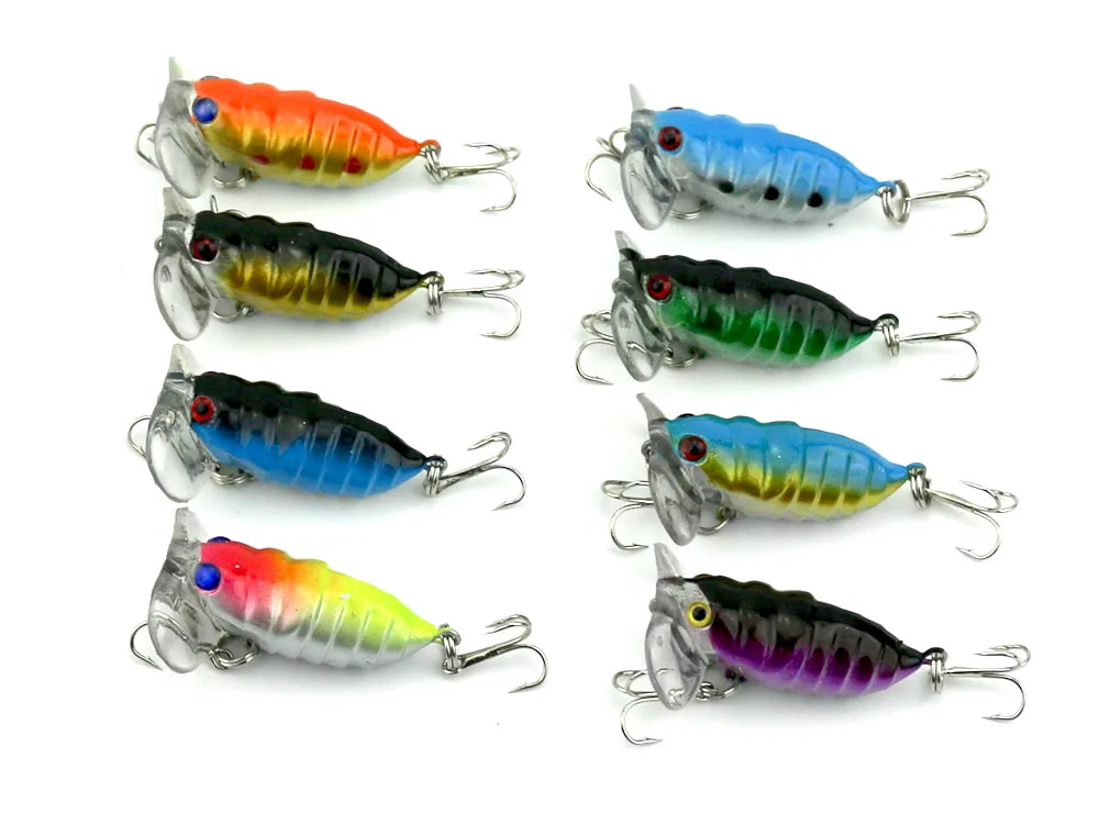 

8pcs/lot Cicada Plastic Baits Fishing Lure Insect Fishing Tackle Top Water Swim Bait Topwater Fishing Tackles 8 Colors 4cm 4.4g