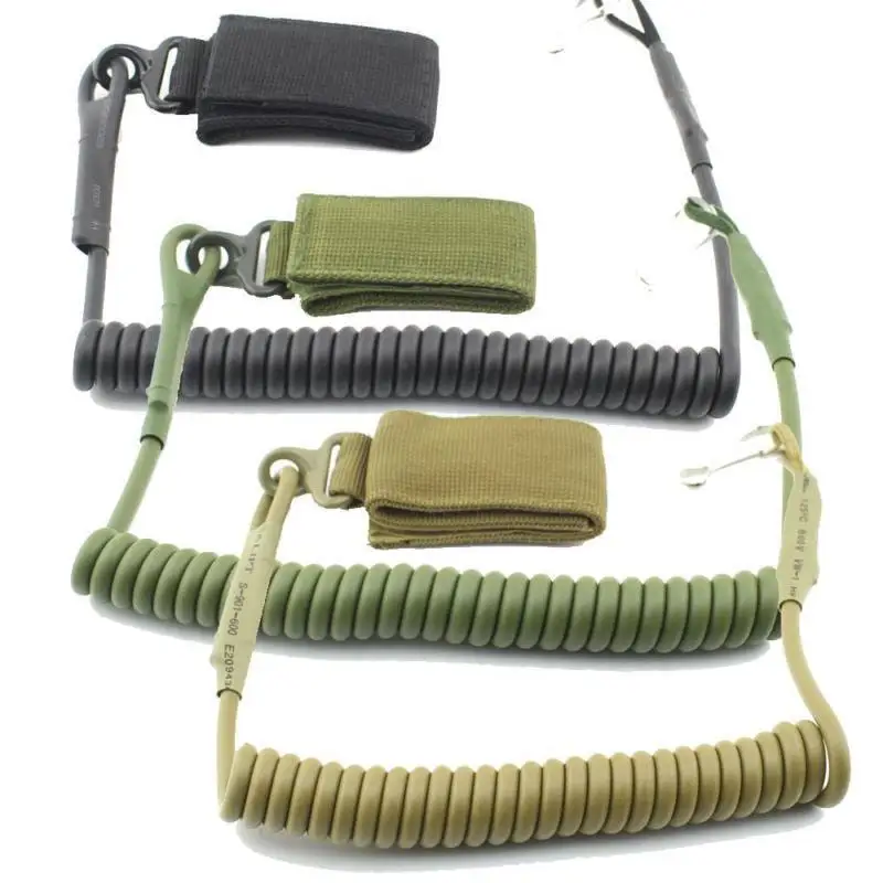 

1Pc Novel Black Mud Outdoor Tactical Task Rope Single Point Adjustable Spring Recycle Bag-Strap Safety Rope Key Chain Badge Reel