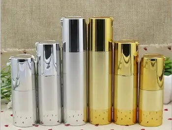

10pcs/lot Gold silver Refillable Bottles Cosmetic Vacuum Flask Pump Bottle For Perfume Essence Lotion Makeup