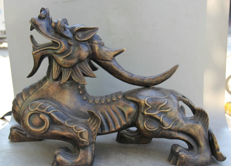 

USPS to USA S2439 22" Chinese Bronze Feng Shui animal fly Unicorn Beast Pi Xiu sculpture Statue B0401